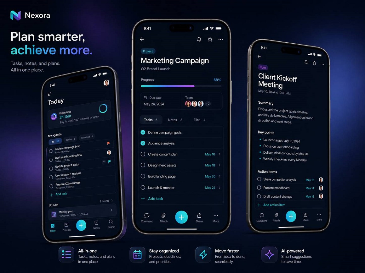 Nexora iOS Application Mockup